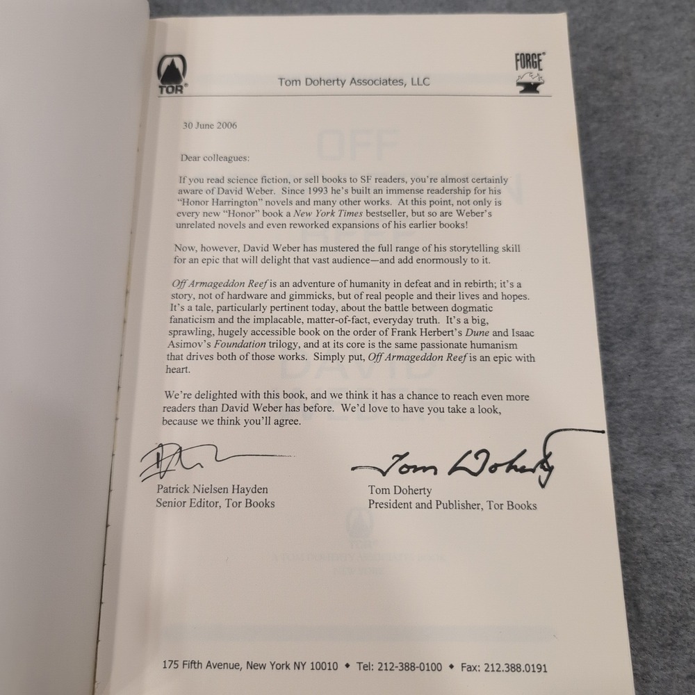 Off Armageddon Reef Science Fiction Novel by David Weber Advance Reader Copy ARC - Picture 2 of 4